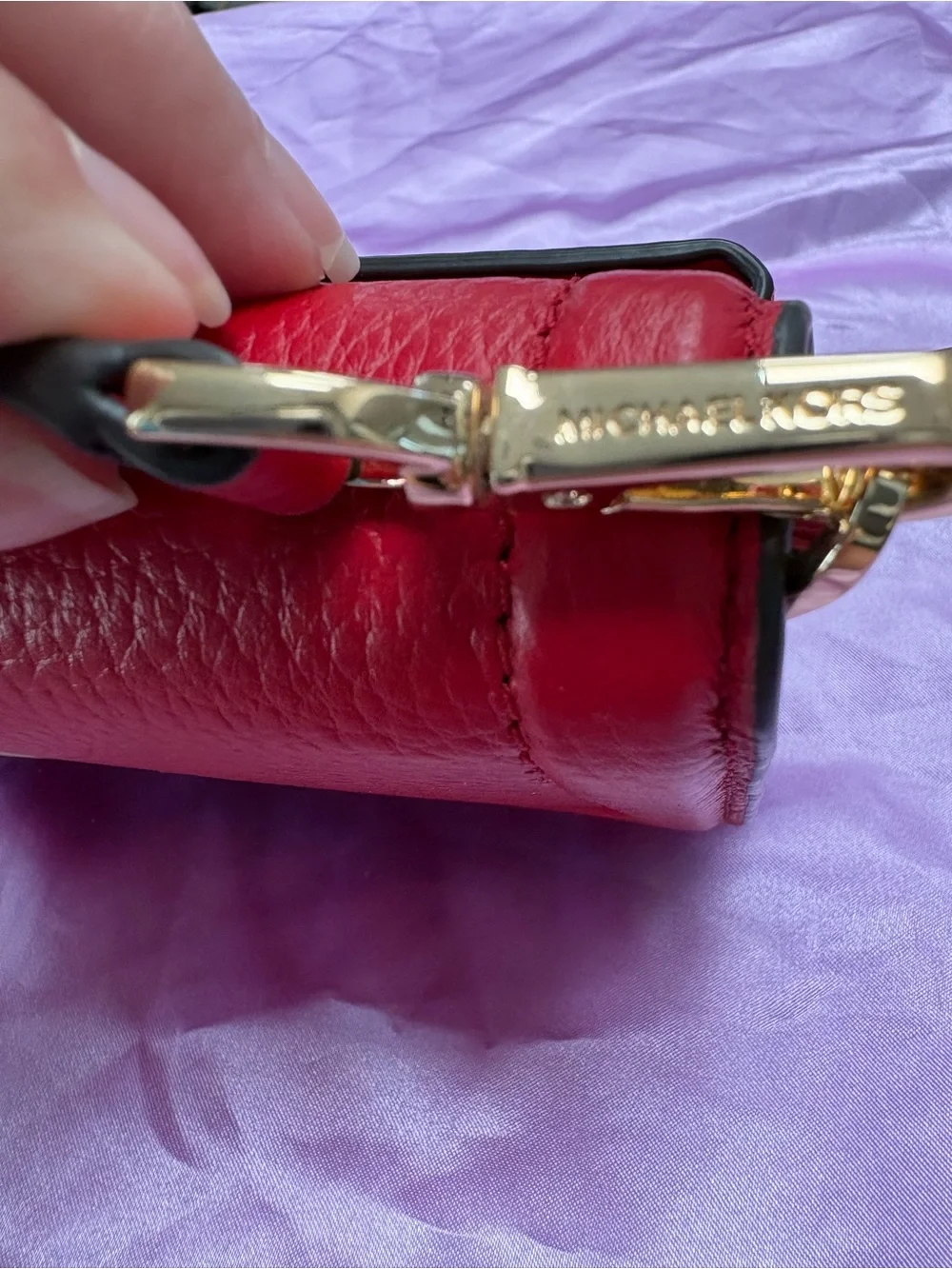 Michael Kors Red Pebbled Leather Crossbody Wallet